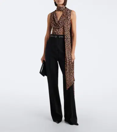BLUMARINE Draped scarf-detail leopard-print top | Thumbnail 2 BLUMARINE Draped scarf-detail leopard-print top | Thumbnail 2