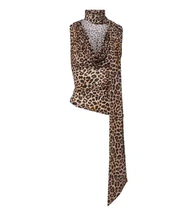 BLUMARINE Draped scarf-detail leopard-print top | Thumbnail 1 BLUMARINE Draped scarf-detail leopard-print top | Thumbnail 1