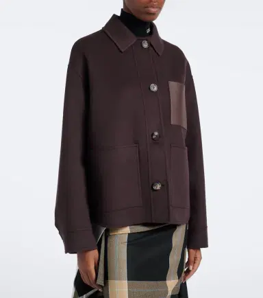 Loewe Leather-trimmed wool and cashmere jacket | Thumbnail 2 Loewe Leather-trimmed wool and cashmere jacket | Thumbnail 2