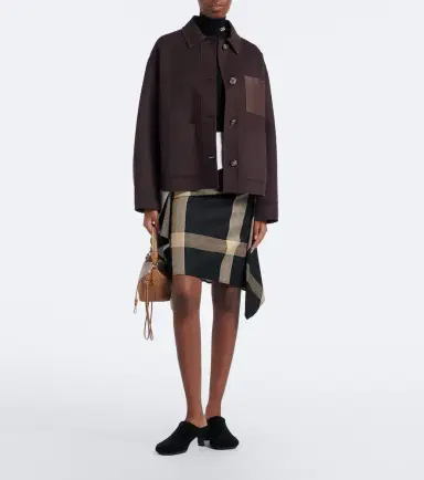 Loewe Leather-trimmed wool and cashmere jacket | Thumbnail 3 Loewe Leather-trimmed wool and cashmere jacket | Thumbnail 3