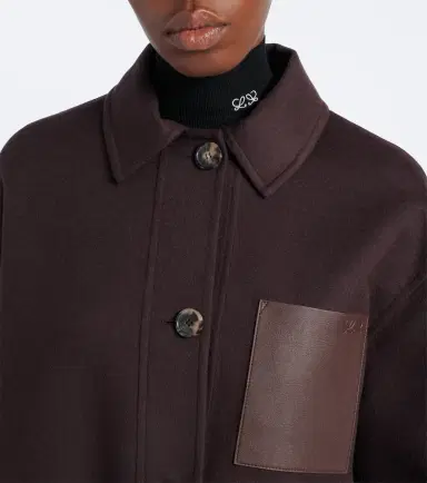 Loewe Leather-trimmed wool and cashmere jacket | Thumbnail 4 Loewe Leather-trimmed wool and cashmere jacket | Thumbnail 4