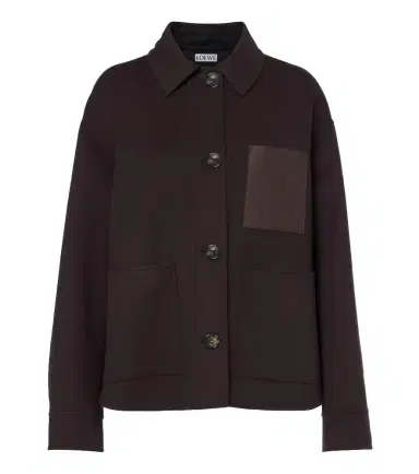 Loewe Leather-trimmed wool and cashmere jacket | Thumbnail 1 Loewe Leather-trimmed wool and cashmere jacket | Thumbnail 1