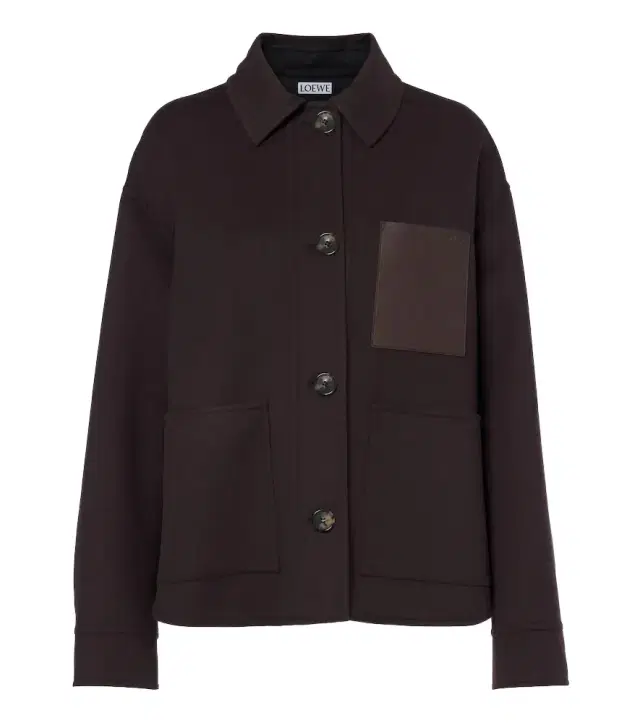 Leather-trimmed wool and cashmere jacket Leather-trimmed wool and cashmere jacket