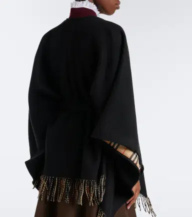Burberry Check fringed wool cape | Thumbnail 2 Burberry Check fringed wool cape | Thumbnail 2
