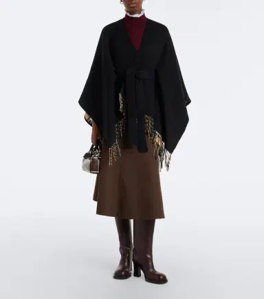 Burberry Check fringed wool cape | Thumbnail 5 Burberry Check fringed wool cape | Thumbnail 5
