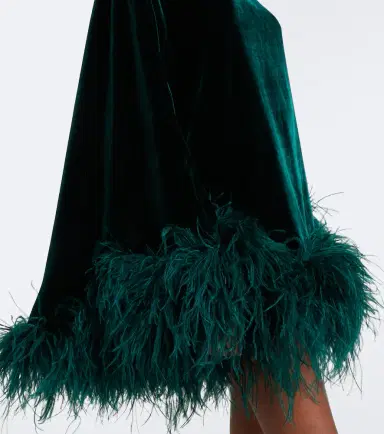 Taller Marmo Vegas feather-trimmed velvet kaftan | Thumbnail 2 Taller Marmo Vegas feather-trimmed velvet kaftan | Thumbnail 2
