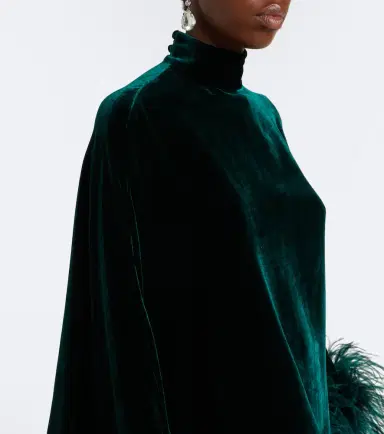 Taller Marmo Vegas feather-trimmed velvet kaftan | Thumbnail 3 Taller Marmo Vegas feather-trimmed velvet kaftan | Thumbnail 3