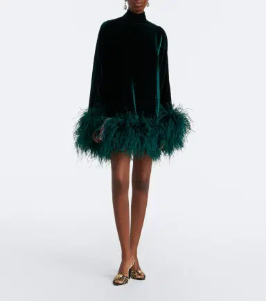 Taller Marmo Vegas feather-trimmed velvet kaftan | Thumbnail 5 Taller Marmo Vegas feather-trimmed velvet kaftan | Thumbnail 5