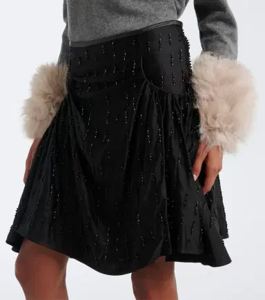 Jacques Wei Embellished ruched satin miniskirt | Thumbnail 3 Jacques Wei Embellished ruched satin miniskirt | Thumbnail 3
