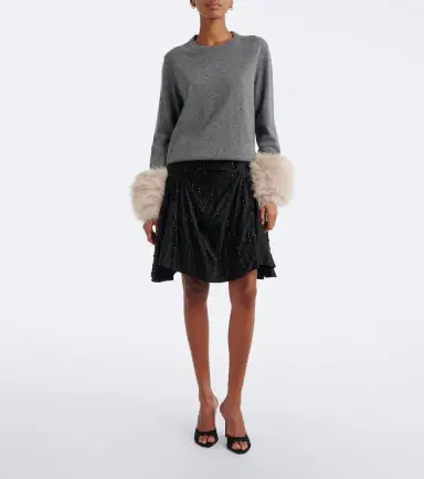 Jacques Wei Embellished ruched satin miniskirt | Thumbnail 4 Jacques Wei Embellished ruched satin miniskirt | Thumbnail 4