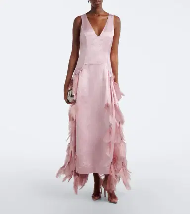 Jacques Wei Feather-trimmed satin gown | Thumbnail 3 Jacques Wei Feather-trimmed satin gown | Thumbnail 3