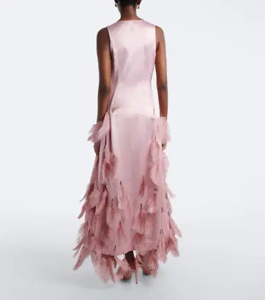 Jacques Wei Feather-trimmed satin gown | Thumbnail 4 Jacques Wei Feather-trimmed satin gown | Thumbnail 4