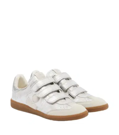 Isabel Marant Beth suede-trimmed metallic leather sneakers | Thumbnail 1 Isabel Marant Beth suede-trimmed metallic leather sneakers | Thumbnail 1