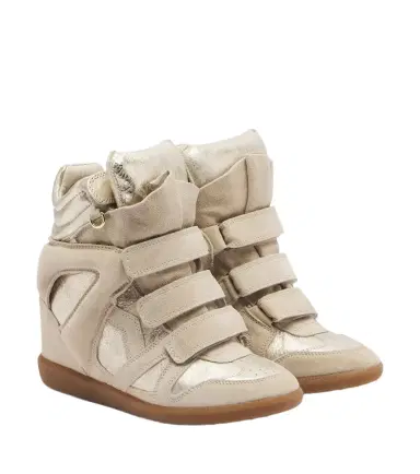 Isabel Marant Bekett metallic leather and suede wedge sneakers | Thumbnail 1 Isabel Marant Bekett metallic leather and suede wedge sneakers | Thumbnail 1