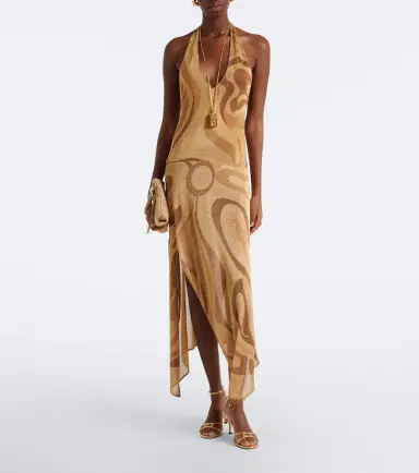 PUCCI Marmo asymmetric Lurex voile midi dress | Thumbnail 2 PUCCI Marmo asymmetric Lurex voile midi dress | Thumbnail 2