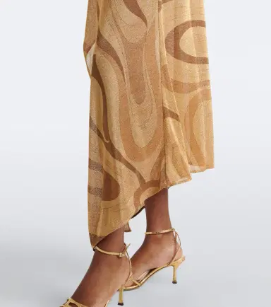 PUCCI Marmo asymmetric Lurex voile midi dress | Thumbnail 4 PUCCI Marmo asymmetric Lurex voile midi dress | Thumbnail 4