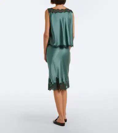 DÔEN Dôen Elowette lace-trimmed silk satin midi skirt | Thumbnail 2 DÔEN Dôen Elowette lace-trimmed silk satin midi skirt | Thumbnail 2