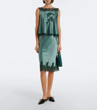 DÔEN Dôen Elowette lace-trimmed silk satin midi skirt | Thumbnail 3 DÔEN Dôen Elowette lace-trimmed silk satin midi skirt | Thumbnail 3