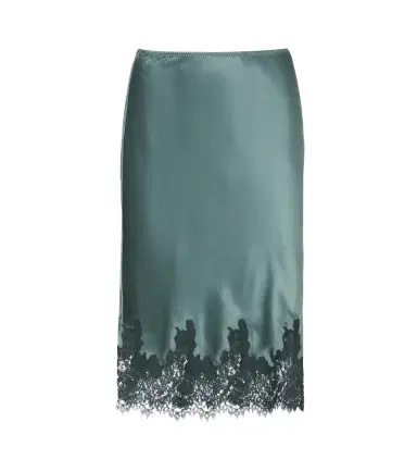 DÔEN Dôen Elowette lace-trimmed silk satin midi skirt | Thumbnail 1 DÔEN Dôen Elowette lace-trimmed silk satin midi skirt | Thumbnail 1