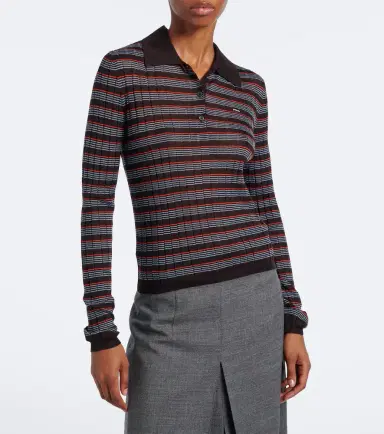 Prada Striped cashmere and silk polo sweater | Thumbnail 3 Prada Striped cashmere and silk polo sweater | Thumbnail 3