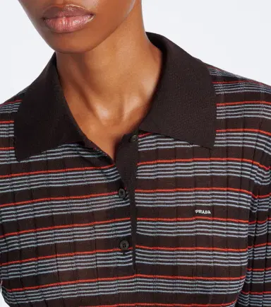 Prada Striped cashmere and silk polo sweater | Thumbnail 4 Prada Striped cashmere and silk polo sweater | Thumbnail 4