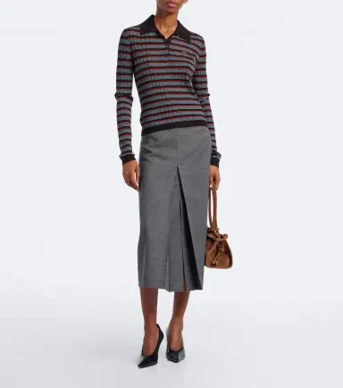 Prada Striped cashmere and silk polo sweater | Thumbnail 5 Prada Striped cashmere and silk polo sweater | Thumbnail 5