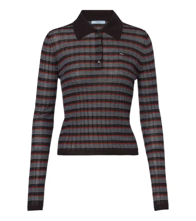 Striped cashmere and silk polo sweater Striped cashmere and silk polo sweater