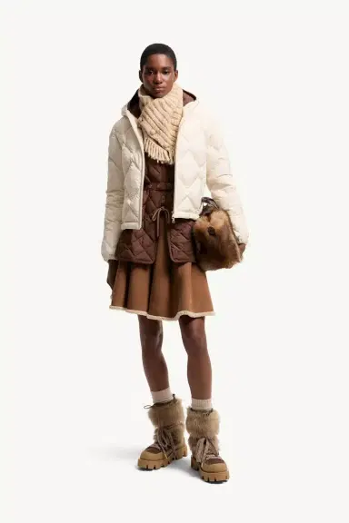 Moncler Arvouinne Hooded Triangle-quilted Short Down Jacket | Thumbnail 3 Moncler Arvouinne Hooded Triangle-quilted Short Down Jacket | Thumbnail 3