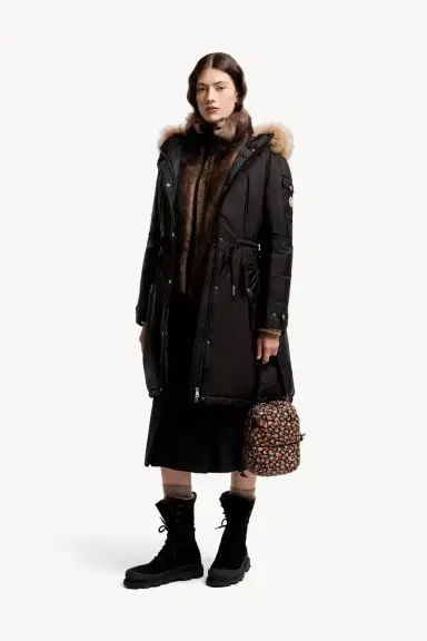 Moncler Moustique Hooded Shearling Trimmed Long Down Parka | Thumbnail 3 Moncler Moustique Hooded Shearling Trimmed Long Down Parka | Thumbnail 3