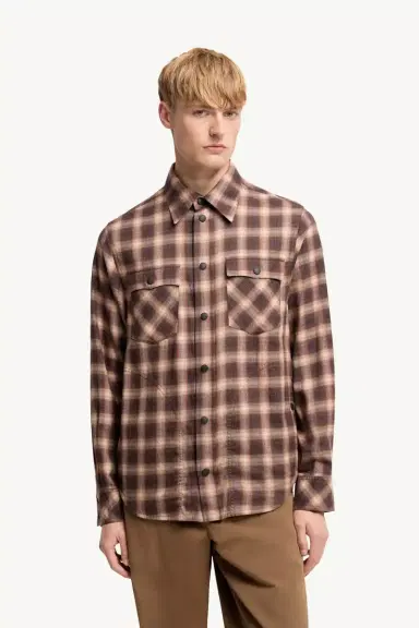 Moncler Grenoble Check Cotton Blend Long Sleeve Shirt | Thumbnail 5 Moncler Grenoble Check Cotton Blend Long Sleeve Shirt | Thumbnail 5