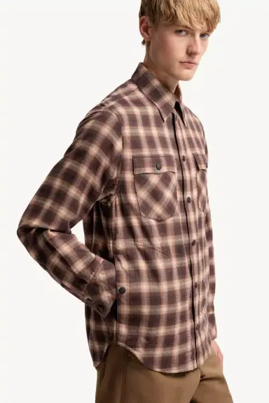 Moncler Grenoble Check Cotton Blend Long Sleeve Shirt | Thumbnail 7 Moncler Grenoble Check Cotton Blend Long Sleeve Shirt | Thumbnail 7