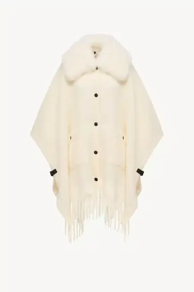 Moncler Grenoble Shearling Collar Mohair, Alpaca & Wool Blend Cape | Thumbnail 2 Moncler Grenoble Shearling Collar Mohair, Alpaca & Wool Blend Cape | Thumbnail 2