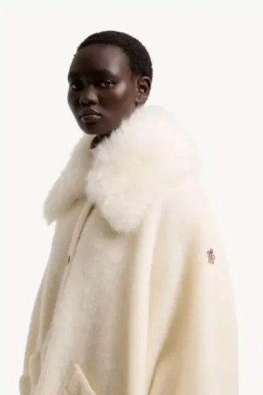 Moncler Grenoble Shearling Collar Mohair, Alpaca & Wool Blend Cape | Thumbnail 4 Moncler Grenoble Shearling Collar Mohair, Alpaca & Wool Blend Cape | Thumbnail 4