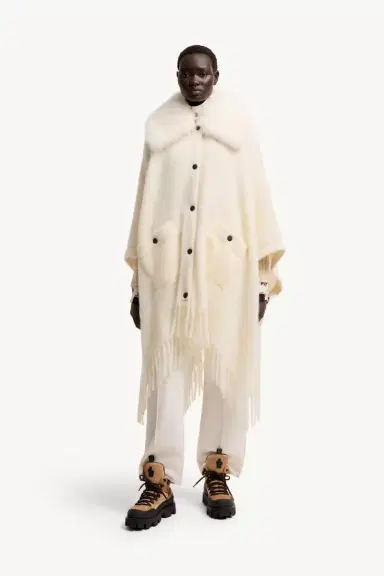 Moncler Grenoble Shearling Collar Mohair, Alpaca & Wool Blend Cape | Thumbnail 5 Moncler Grenoble Shearling Collar Mohair, Alpaca & Wool Blend Cape | Thumbnail 5