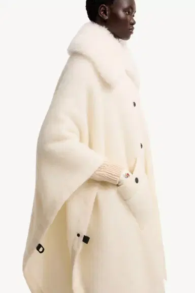 Moncler Grenoble Shearling Collar Mohair, Alpaca & Wool Blend Cape | Thumbnail 7 Moncler Grenoble Shearling Collar Mohair, Alpaca & Wool Blend Cape | Thumbnail 7