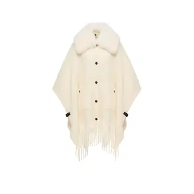 Moncler Grenoble Shearling Collar Mohair, Alpaca & Wool Blend Cape | Thumbnail 1 Moncler Grenoble Shearling Collar Mohair, Alpaca & Wool Blend Cape | Thumbnail 1