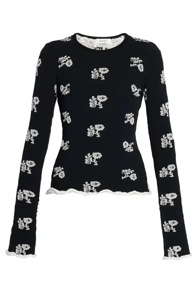 Floral Jacquard Long Sleeve Top Floral Jacquard Long Sleeve Top