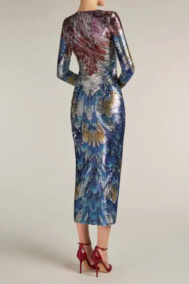 Mary Katrantzou Lico Sequin Long Sleeve Midi Dress | Thumbnail 3 Mary Katrantzou Lico Sequin Long Sleeve Midi Dress | Thumbnail 3