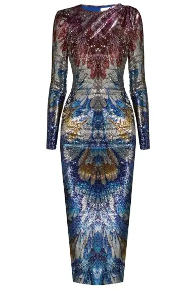 Mary Katrantzou Lico Sequin Long Sleeve Midi Dress | Thumbnail 1 Mary Katrantzou Lico Sequin Long Sleeve Midi Dress | Thumbnail 1