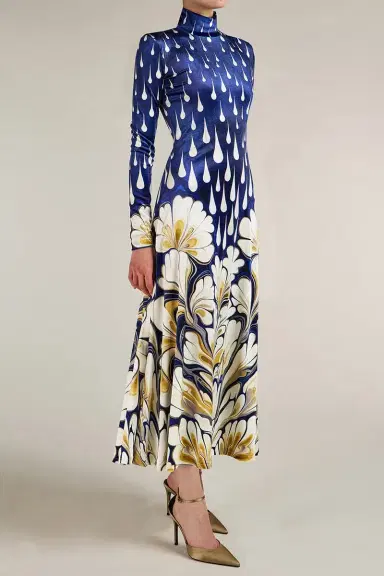 Mary Katrantzou Ilya Floral Raindrop Turtleneck Midi Dress | Thumbnail 2 Mary Katrantzou Ilya Floral Raindrop Turtleneck Midi Dress | Thumbnail 2