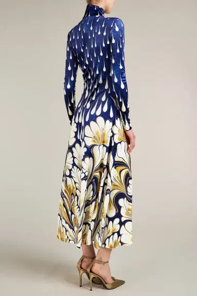 Mary Katrantzou Ilya Floral Raindrop Turtleneck Midi Dress | Thumbnail 3 Mary Katrantzou Ilya Floral Raindrop Turtleneck Midi Dress | Thumbnail 3