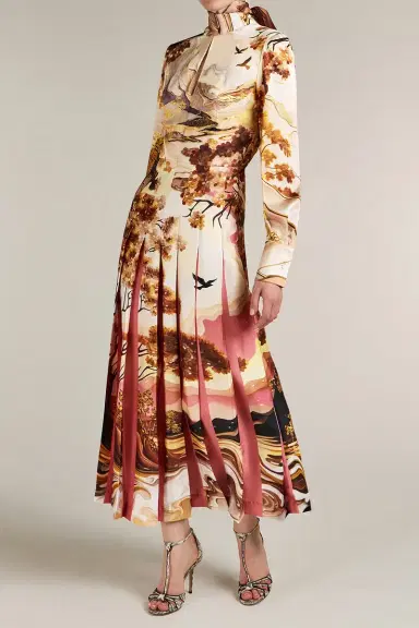 Mary Katrantzou Alexis Landscape Print Tie-Neck Midi Dress | Thumbnail 2 Mary Katrantzou Alexis Landscape Print Tie-Neck Midi Dress | Thumbnail 2
