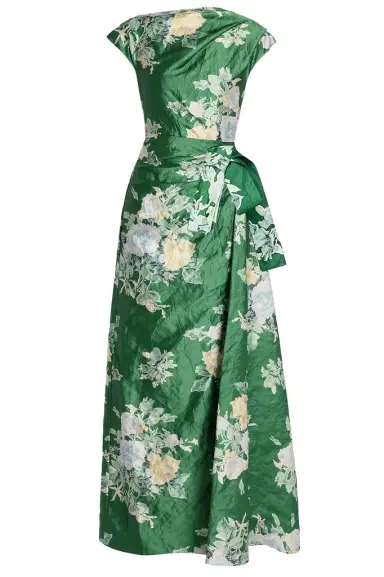Erdem Floral Textured Asymmetric Gown | Thumbnail 1 Erdem Floral Textured Asymmetric Gown | Thumbnail 1