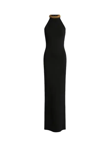 Balmain Long Milano jersey dress with embroidery | Thumbnail 1 Balmain Long Milano jersey dress with embroidery | Thumbnail 1
