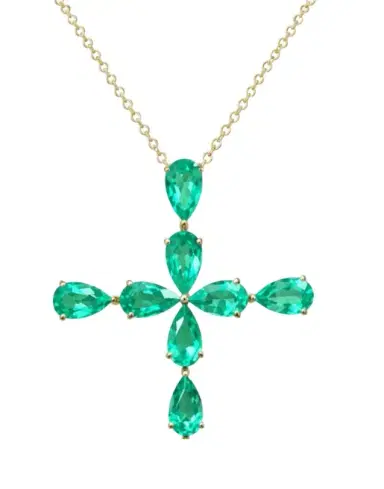 Wish Fine Jewelry 1.90ct Emerald 18K Gold Cross Necklace | Thumbnail 1 Wish Fine Jewelry 1.90ct Emerald 18K Gold Cross Necklace | Thumbnail 1