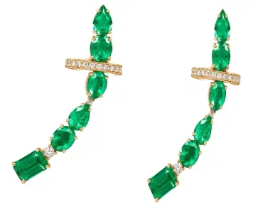 Wish Fine Jewelry 8.31cts Emerald 18K Gold Climber Earrings | Thumbnail 1 Wish Fine Jewelry 8.31cts Emerald 18K Gold Climber Earrings | Thumbnail 1