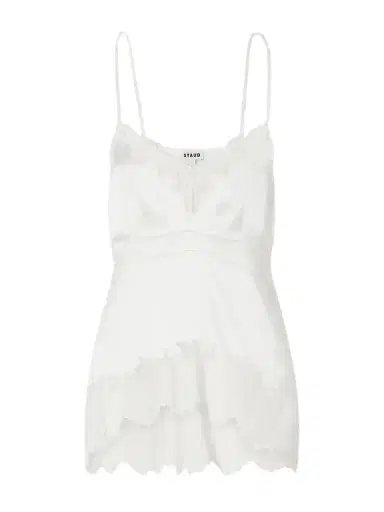 Staud Lina Lace-trimmed Silk-blend Tank | Thumbnail 1 Staud Lina Lace-trimmed Silk-blend Tank | Thumbnail 1