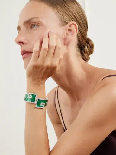 DAVID WEBB Scroll 18-karat Gold And Platinum, Diamond And Enamel Bangle | Thumbnail 2 DAVID WEBB Scroll 18-karat Gold And Platinum, Diamond And Enamel Bangle | Thumbnail 2