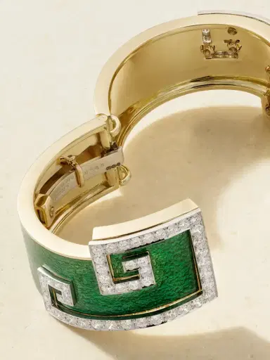 DAVID WEBB Scroll 18-karat Gold And Platinum, Diamond And Enamel Bangle | Thumbnail 3 DAVID WEBB Scroll 18-karat Gold And Platinum, Diamond And Enamel Bangle | Thumbnail 3