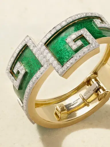 DAVID WEBB Scroll 18-karat Gold And Platinum, Diamond And Enamel Bangle | Thumbnail 4 DAVID WEBB Scroll 18-karat Gold And Platinum, Diamond And Enamel Bangle | Thumbnail 4